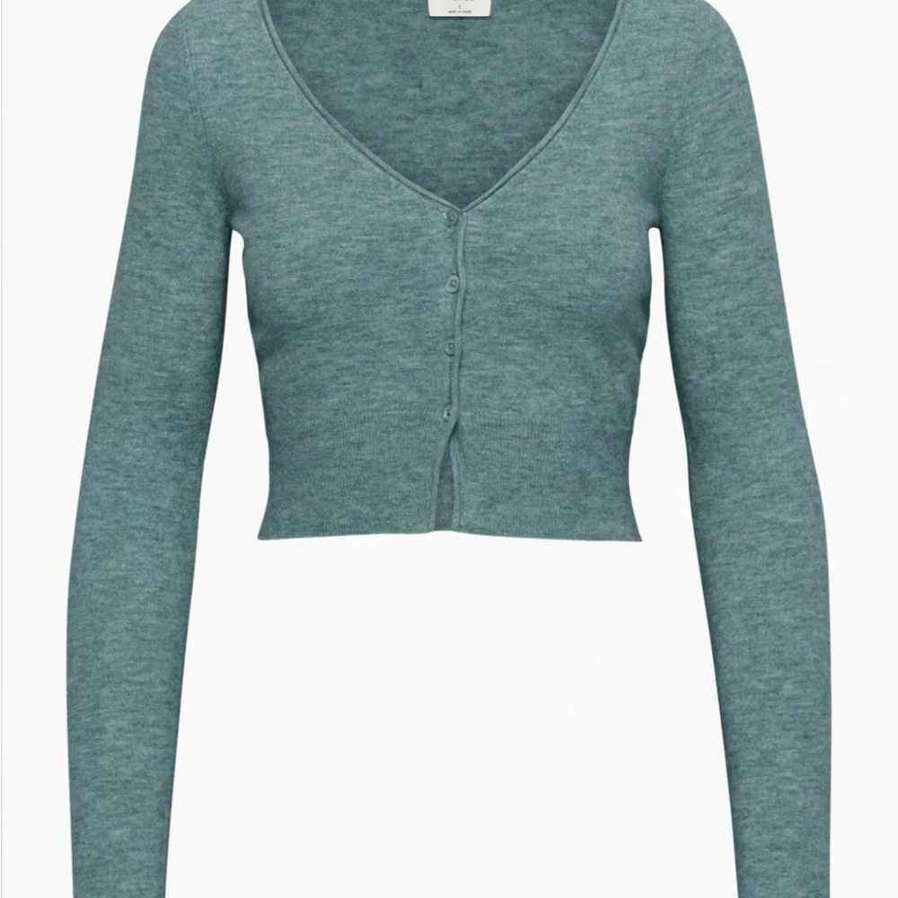 Teal Long Sleeve Cropped Cardigan